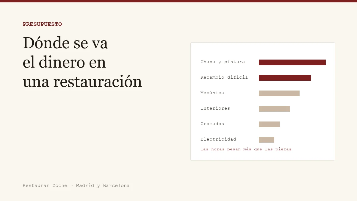 Peso de cada partida en el presupuesto de una restauración de coche clásico